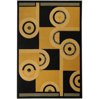 Paterson Abstract Black/ Gold Area Rug (82 X 910)