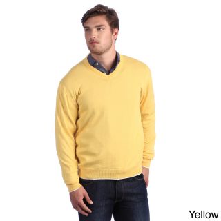 Luigi Baldo Luigi Baldo Mens Italian Made Cotton And Cashmere V neck Sweater Yellow Size L