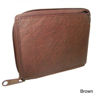 Mens Leather Bifold Two pocket Zipper Wallet