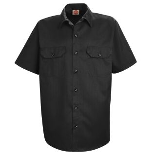 Red Kap Mens 4XL Black Twill Polyester Blend Short Sleeve Uniform Work Shirt
