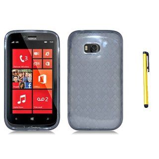 Soft Skin Case Fits Nokia 822 Lumia Transparent Checker Black TPU + A Gold Color Stylus/Pen Verizon Cell Phones & Accessories