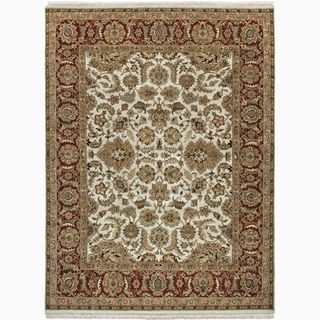 Hand made Oriental Pattern Ivory/ Red Wool Rug (2x3)