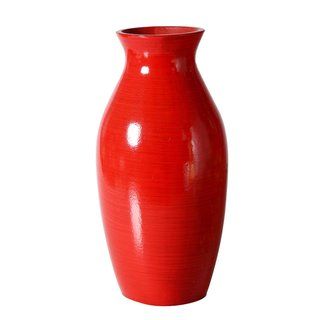 Decorative 12 inch Red Wood Vase