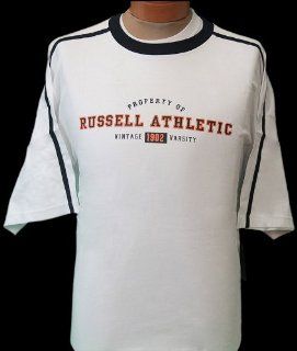 6XL White "Property of Russell Athletic Vintage Varsity" T shirt 6XL  Sports Fan Baseball Caps  Sports & Outdoors