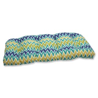 Pillow Perfect Zulu Blue/ Green Wicker Loveseat Outdoor Cushion