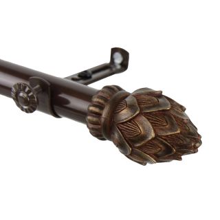 Lotus Adjustable Antiqued Cocoa Curtain Rod With Finial