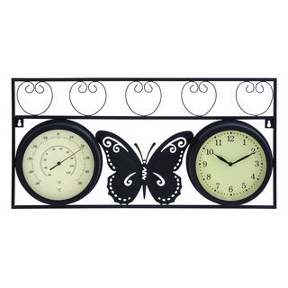 Metal Butterfly Clock Thermometer