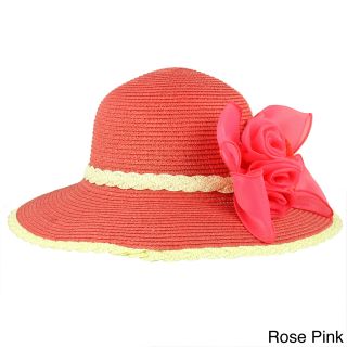 Faddism Faddism Stylish Women Summer Straw Hat With Removable Floral Ornament Pink Size One Size Fits Most