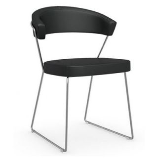 Calligaris New York Sled Base Chair CS/1022 Finish Chromed, Upholstery Black