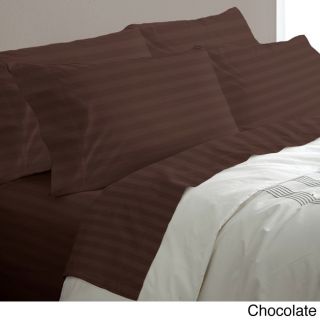Hotel Grand Hotel Grand 600 Thread Count Egyptian Cotton Stripe 6 piece Sheet Set Brown Size Queen
