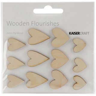 Wood Flourishes hearts 12/pkg