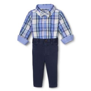 G Cutee Newborn Boys 3 Piece Shirtzie, Pant and Bow Tie Set  Blue/Green 3 6 M