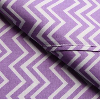 Elite Home Products Expressions Chevron Printed Cotton Sheet Set Purple Size Twin