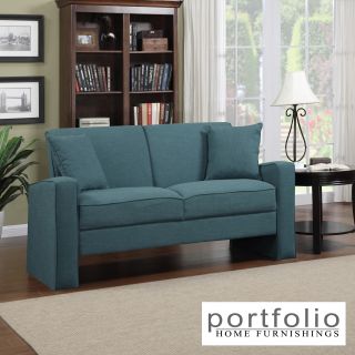 Portfolio Aviva Caribbean Blue Linen Sofa