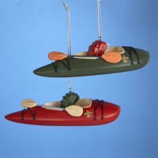 Club Pack of 12 Boy Scouts Red and Green Kayak Christmas Ornaments 4"   Decorative Hanging Ornaments
