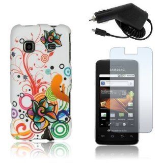 SAMSUNG GALAXY PREVAIL M820   AUTUMN FLOWER HARD SKIN CASE COVER + CAR CHARGER + CLEAR SCREEN PROTECTOR Cell Phones & Accessories