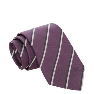 Burberry Purple And Grey College Striped Silk Tie