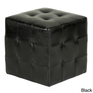 Cortesi Home Braque Brown Faux Leather Ottoman Cube