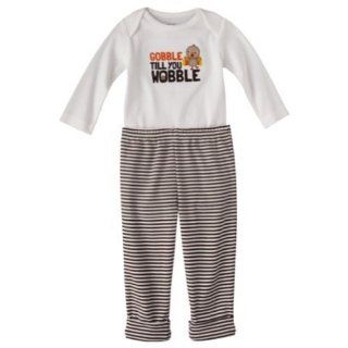 Carter's 2pc "GOBBLE TILL YOU WOBBLE" Turkey Pant Set Stripe 3 months  Infant And Toddler Apparel  Baby
