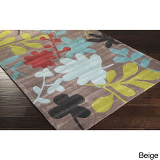 Surya Carpet, Inc. Hand tufted Floral Contemporary Area Rug (9 X 13) Beige Size 9 x 13