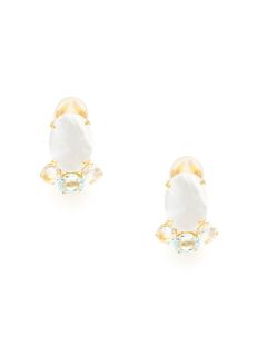 Mother Of Pearl & Topaz Earrings by Bounkit