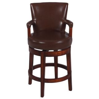 Antique Brown Leatherette 30 inch Solid Birch Swivel Bar Stool