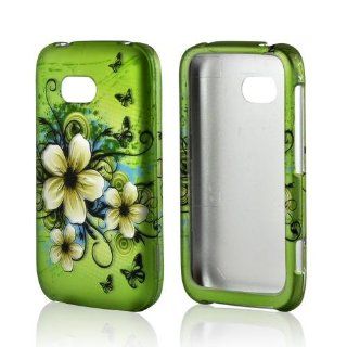 White Hawaiian Flowers on Green Matte Hard Case for Nokia Lumia 822 Cell Phones & Accessories