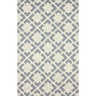 Nuloom Handmade Squares Grey New Zealand Wool Rug (76 X 96)