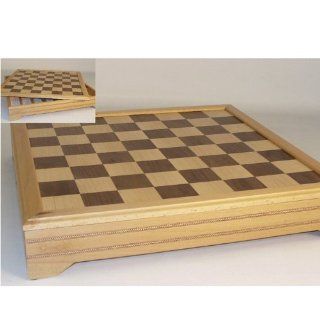 18 Inch Inlaid Beech and Maple Chess Board with Storage Toys & Games