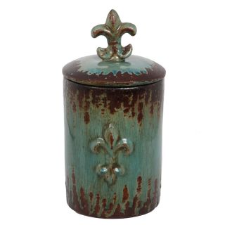 Privilege Medium Green Ceramic Fleur De Lis Container