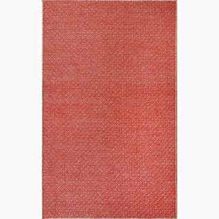 Hand made Ivory/ Red Wool Eco friendly Rug (2x3)