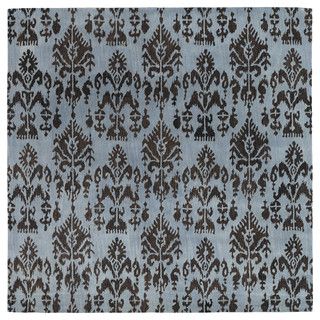 Swanky Blue Ikat Wool Rug (79 X 79 Square)