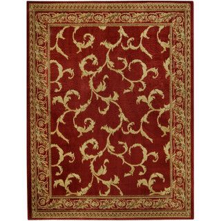 Pasha Collection Floral Traditional Red Ivory Area Rug (53 X 611)