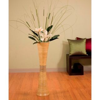 Tall Bamboo 32 inch Trumpet Vase And Magnolias