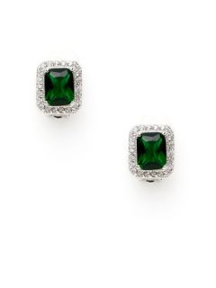 Emerald Cut Green & Clear CZ Earrings by CZ by Kenneth Jay Lane