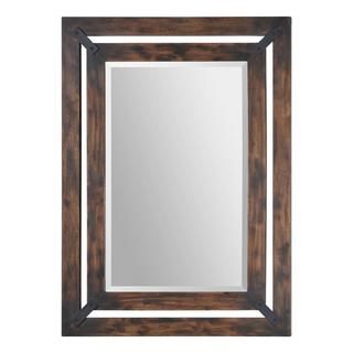 Renwil Maverick Rectangular Aged Wood Frame Mirror Brown Size Medium