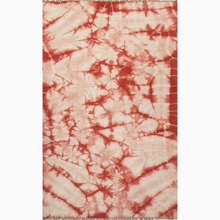 Hand made Red/ Ivory Wool Reversible Rug (5x8)