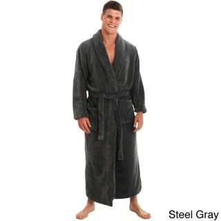 Alexander Del Rossa Del Rossa Mens Full Length Shawl Collar Fleece Bath Robe Grey Size M