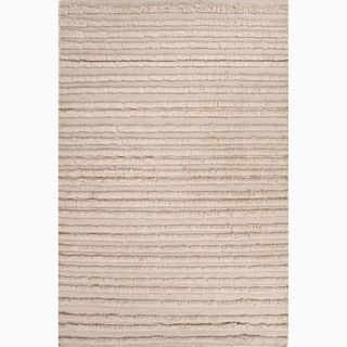 Hand made Gray/ Ivory Wool Textured Rug (4x6)