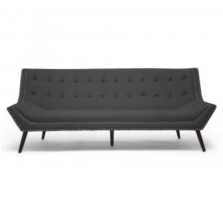 Baxton Studio Tamblin Gray Linen Modern Sofa