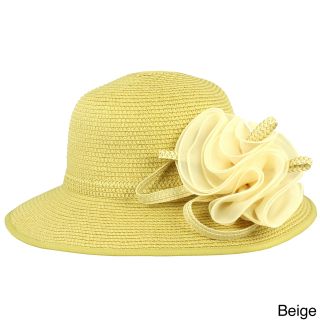 Faddism Womens Straw Hat With Removable Floral Ornament