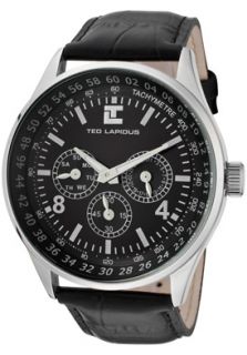 Ted Lapidus 5118501  Watches,Mens Black Dial Black Leather, Casual Ted Lapidus Quartz Watches