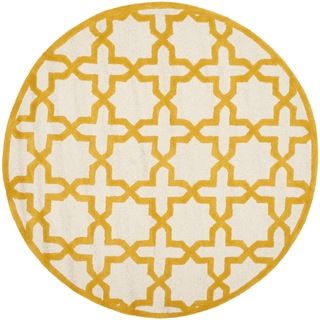 Safavieh Handmade Moroccan Cambridge Ivory/ Gold Wool Rug (6 Round)