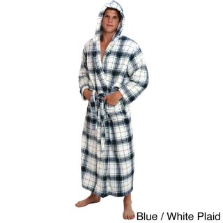 Alexander Del Rossa Del Rossa Mens Full Length Hooded Fleece Bath Robe Blue Size XL