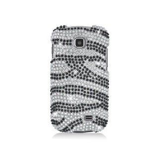Samsung Galaxy Appeal i827 SGH I827 Bling Gem Jeweled Jewel Crystal Diamond Black Silver Zebra Stripe Cover Case Cell Phones & Accessories