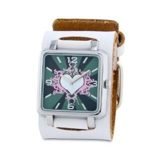 Nemesis Women's WGHST828W Classic White Heart Leather Cuff Quartz Watch at  Women's Watch store.
