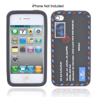Ebest Silicon Gel Black Air Mail Envelope Letter Case Cover for Apple iPhone 4S/4/4G Cell Phones & Accessories