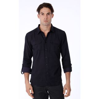 191 Unlimited Mens Slim Fit Solid Black Woven Shirt