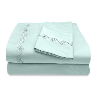Grand Luxe Egyptian Cotton Sateen 500 Thread Count Deep Pocket Sheet Set With Chenille Embroidered Swirl Design