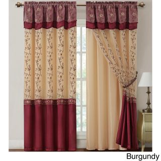 Daphne Embroidered 84 Inch Curtain Panel With Attached Valance